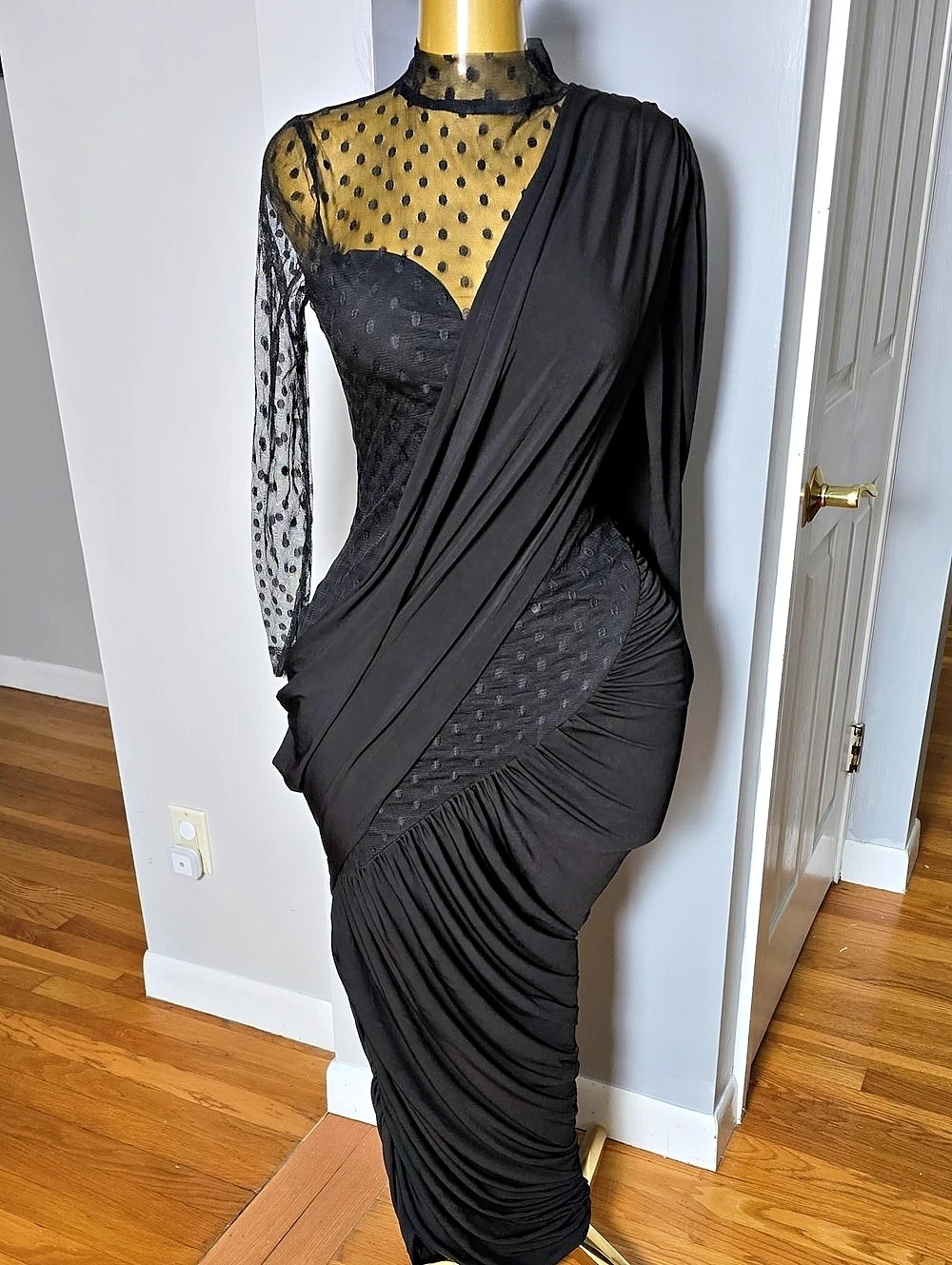 Black Ruched Maxi Dress Like New
